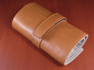 本革時計ケース　携帯タイプ　6本用　イタリア製　茶　オレンジステッチ