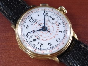 エイマス　EMAS　18KYG　クロノグラフ　ポーセリンダイアル　1930年代　